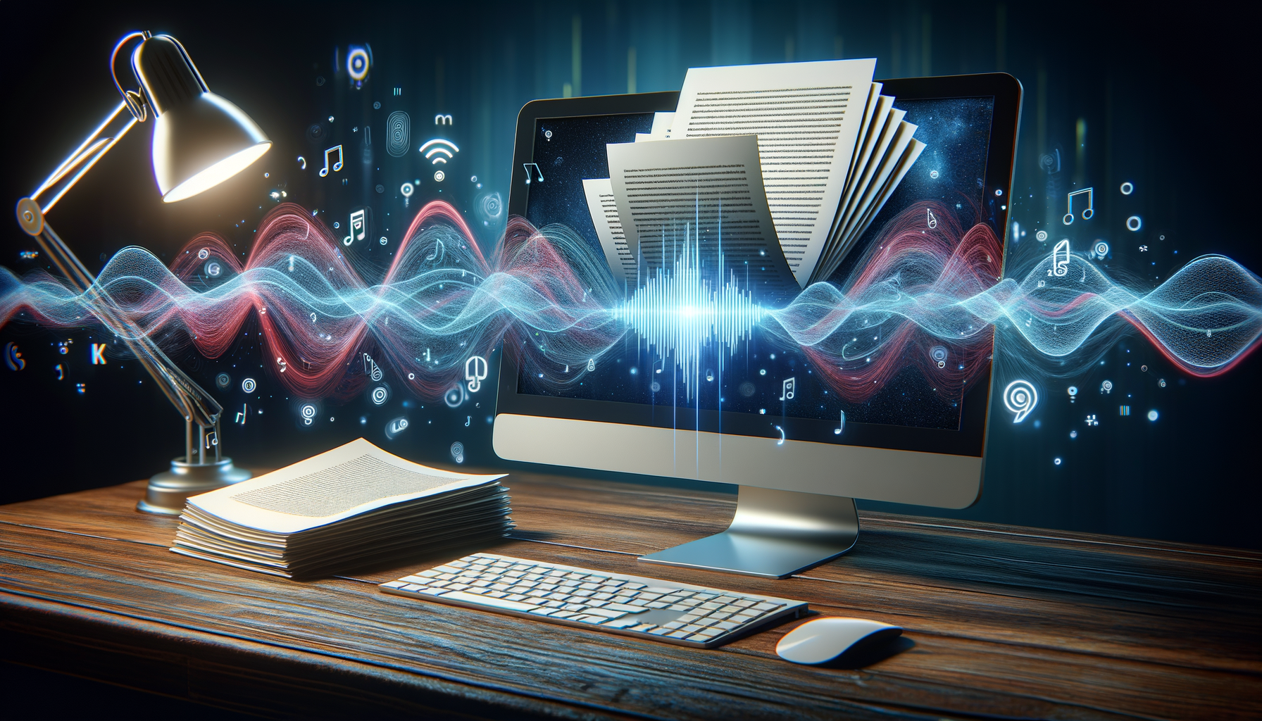 Microphone waveform visualizing AI speech to text transcription