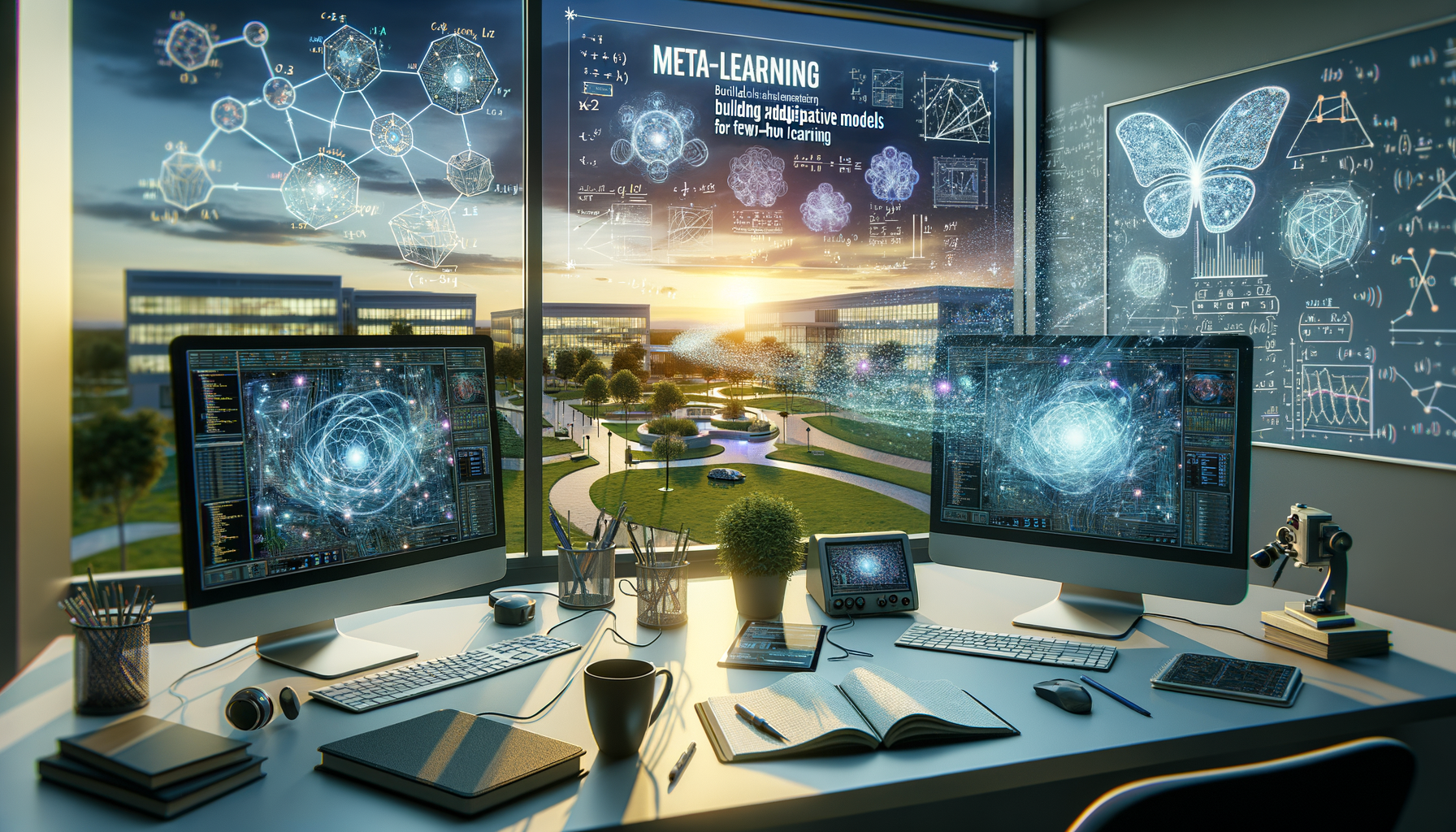 Meta-learning for few-shot learning illustration showing adaptive model training and episodic tasks