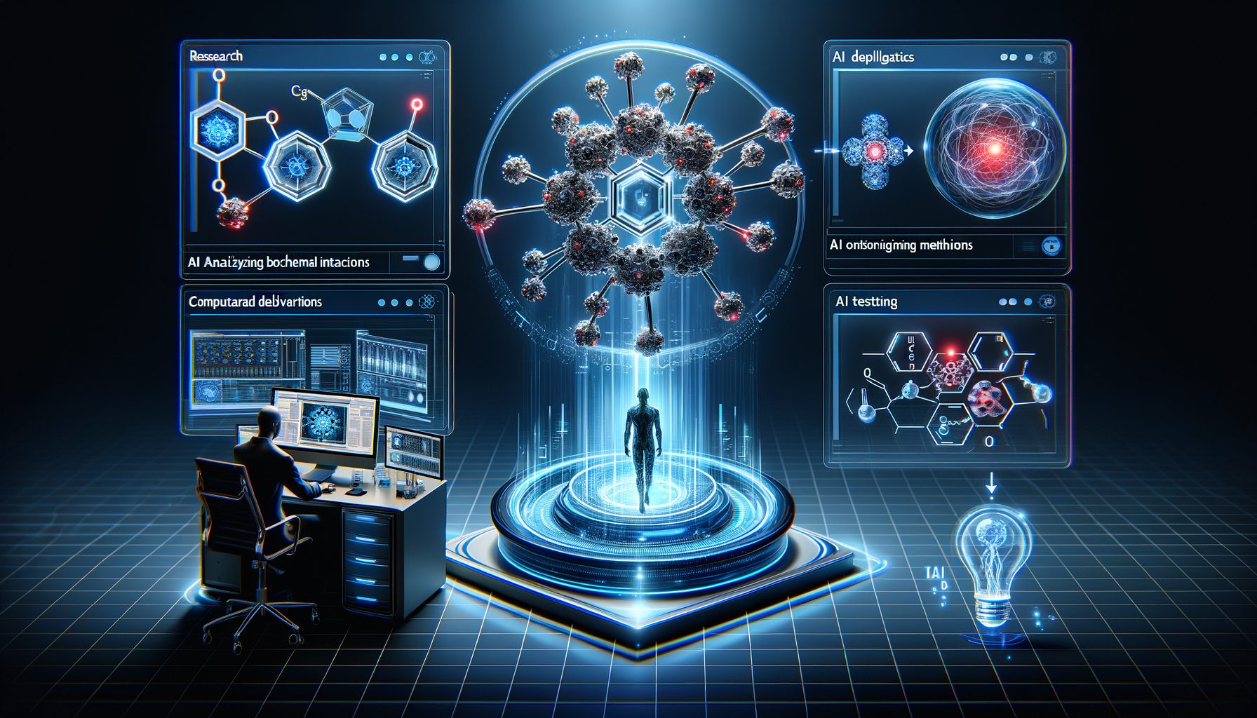 AI-Powered Drug Discovery illustration showing data-driven drug design